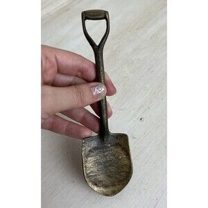 Small Brass Metal Shovel Spade Garden Tool Decoration 6.5 Inches Gift Spring